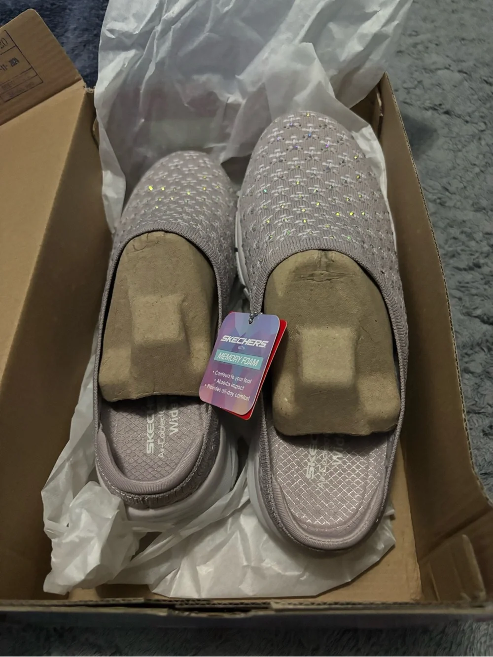 Skechers Box with Lavender-Purple and White Accents